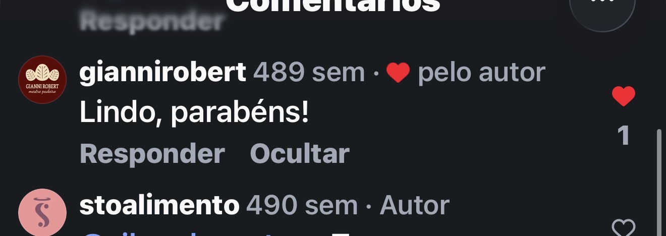 Comentário de cliente: lindo, parabéns