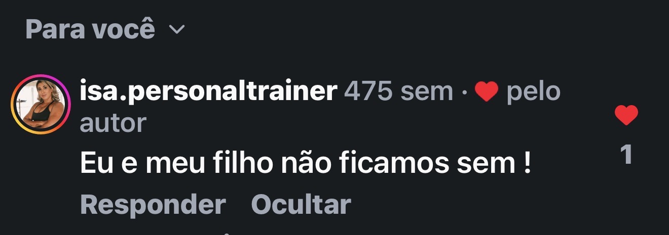 Comentário de cliente: ela e o filho não ficam sem